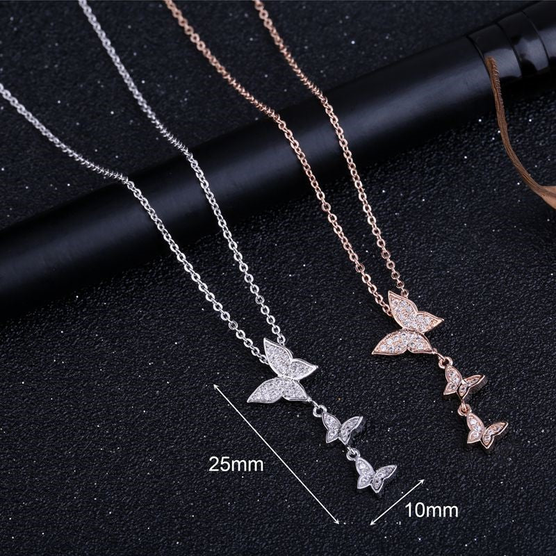 Buy the Rose Gold Butterfly Pendant with Chain - Silberry